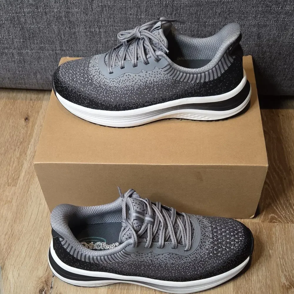 OrthoFeet Nira Black/Gray Women's Low Top Hands-Free Athletic Sneakers 9.5W NIB